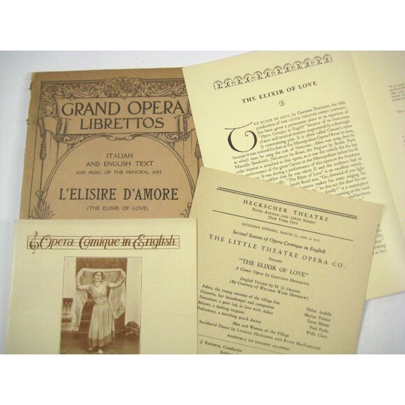 LElisire DAmore Elixir of Love Grand Opera Lot 4 Librettos 2 Programs 2 Flyers - Picture 2 of 12